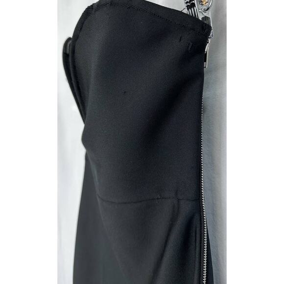 NovaLuxe Jacqueline Bandage Asymmetric Feather Lined Maxi Dress Black Medium - Picture 4 of 10